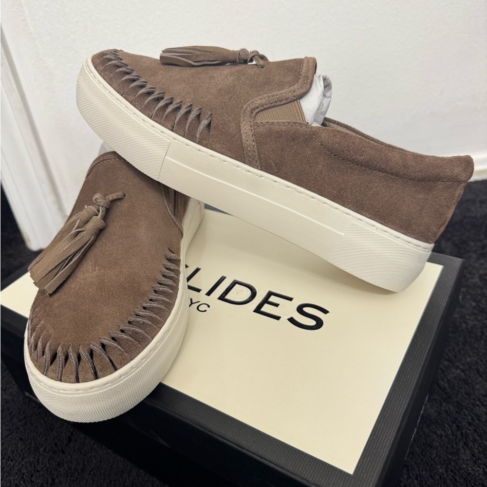 J/slides NYC suede shoes